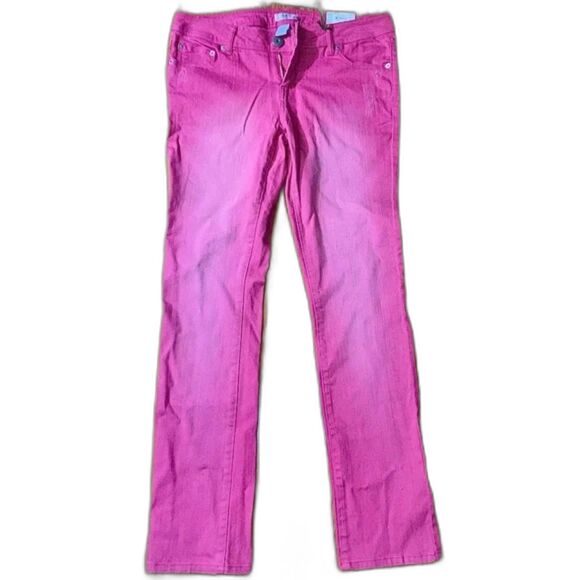 SO Denim - Barbiecore Hot Pink Skinny Jeans Straight Leg Stretchy Low-Rise VTG Juniors 11